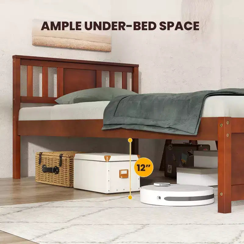Struttura letto Costway per materasso singolo/matrimoniale/queen size con testiera e doghe in legno, nessun box spring necessario