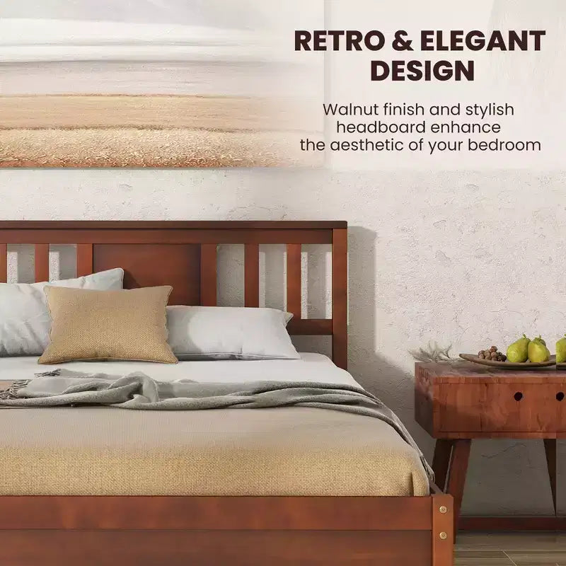 Struttura letto Costway per materasso singolo/matrimoniale/queen size con testiera e doghe in legno, nessun box spring necessario