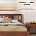 Struttura letto Costway per materasso singolo/matrimoniale/queen size con testiera e doghe in legno, nessun box spring necessario