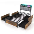 Costway LED Bed Frame Twin/Full/Queen Size w/ Charging Station Upholstered Headboard 4 Drawers