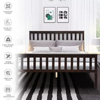 Costway Struttura Letto in Legno con Doghe Supporto Piattaforma con Testiera Misura Queen