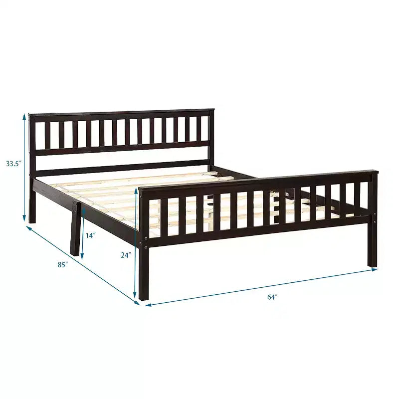 Costway Struttura Letto in Legno con Doghe Supporto Piattaforma con Testiera Misura Queen