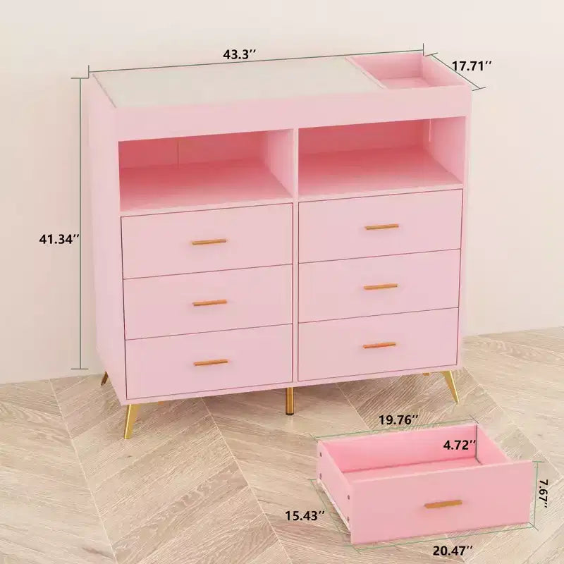 Cassettiera fasciatoio con cassetti, Cassettiera per bambini con piano fasciatoio, Presa elettrica, Organizzatore per la cameretta per neonati con postazione cambio pannolini