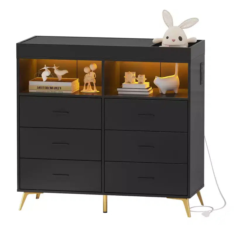 Cassettiera fasciatoio con cassetti, Cassettiera per bambini con piano fasciatoio, Presa elettrica, Organizzatore per la cameretta per neonati con postazione cambio pannolini