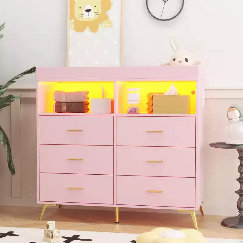 Cassettiera fasciatoio con cassetti, Cassettiera per bambini con piano fasciatoio, Presa elettrica, Organizzatore per la cameretta per neonati con postazione cambio pannolini