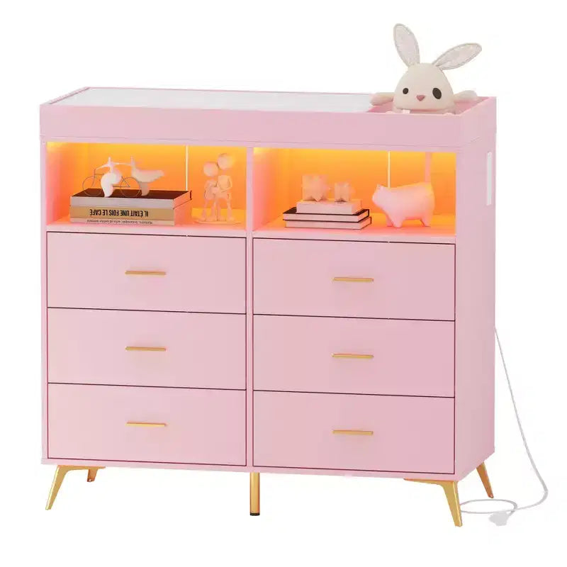 Cassettiera fasciatoio con cassetti, Cassettiera per bambini con piano fasciatoio, Presa elettrica, Organizzatore per la cameretta per neonati con postazione cambio pannolini