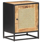 vidaXL Comodino 40x30x50 cm Legno di Mango Grezzo e Rattan Naturale