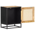 vidaXL Comodino 40x30x50 cm Legno di Mango Grezzo e Rattan Naturale