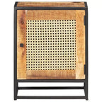 vidaXL Comodino 40x30x50 cm Legno di Mango Grezzo e Rattan Naturale