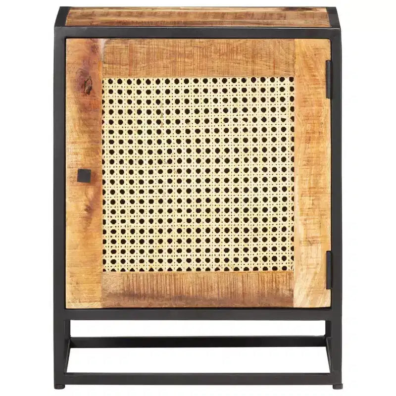 vidaXL Comodino 40x30x50 cm Legno di Mango Grezzo e Rattan Naturale