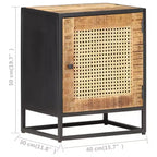 vidaXL Comodino 40x30x50 cm Legno di Mango Grezzo e Rattan Naturale