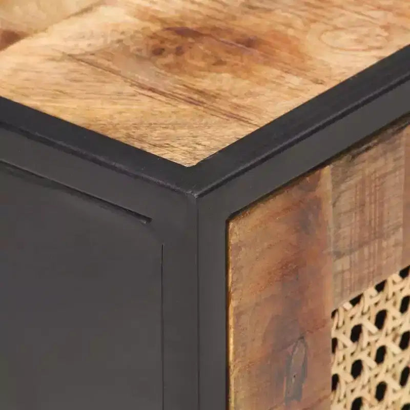 vidaXL Comodino 40x30x50 cm Legno di Mango Grezzo e Rattan Naturale