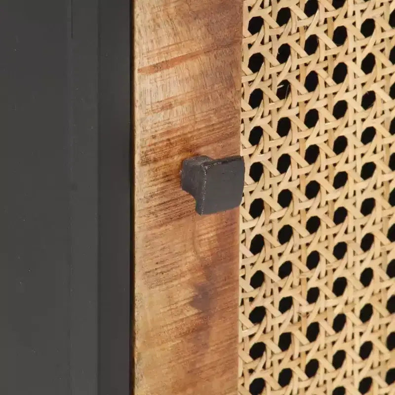 vidaXL Comodino 40x30x50 cm Legno di Mango Grezzo e Rattan Naturale
