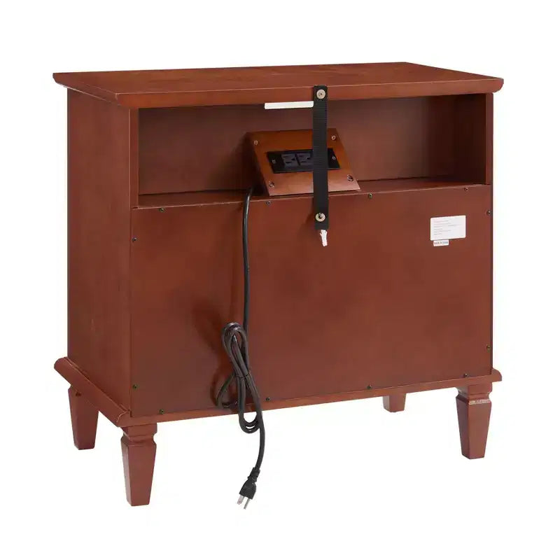Tavolino moderno con stazione di ricarica, comodino in legno con contenitore, tavolino da caffè piccolo, tavolino laterale per divano da soggiorno e camera da letto