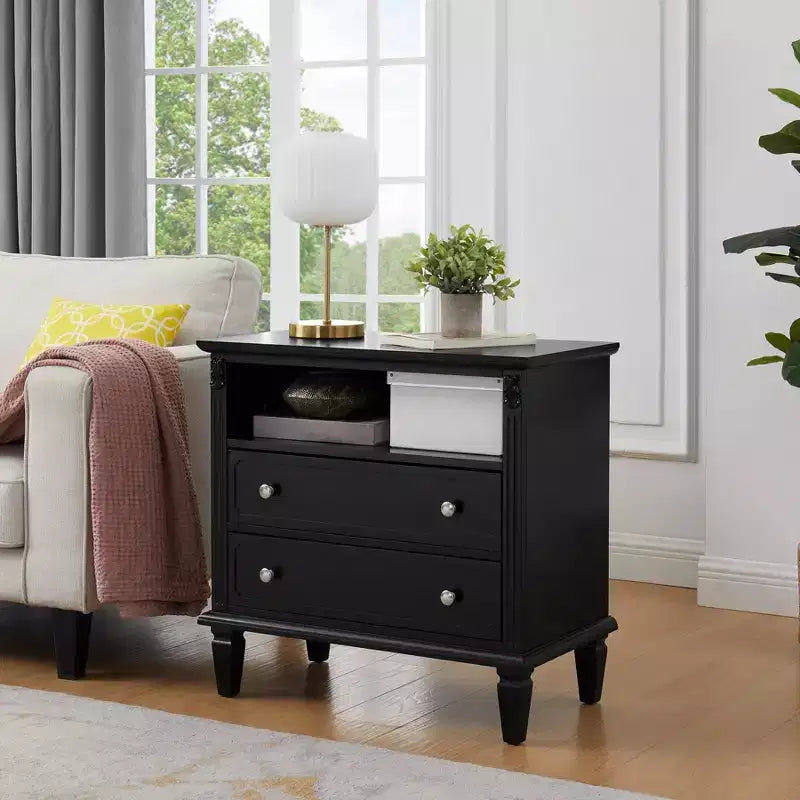 Modern End Table with Charging Station, Wooden Nightstand with Storage, Small Coffee Table, Sofa Side Table for Living Room Bedroom