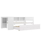 Divano Letto con Letto Estraibile, Struttura per Divano Letto in Legno con Cassetti Portaoggetti e Ripiani Laterali, Divano Letto con Scrivania, Nessuna Rete a Molle Necessaria