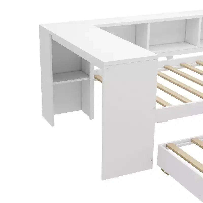 Divano Letto con Letto Estraibile, Struttura per Divano Letto in Legno con Cassetti Portaoggetti e Ripiani Laterali, Divano Letto con Scrivania, Nessuna Rete a Molle Necessaria