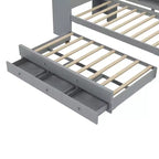 Divano Letto con Letto Estraibile, Struttura per Divano Letto in Legno con Cassetti Portaoggetti e Ripiani Laterali, Divano Letto con Scrivania, Nessuna Rete a Molle Necessaria