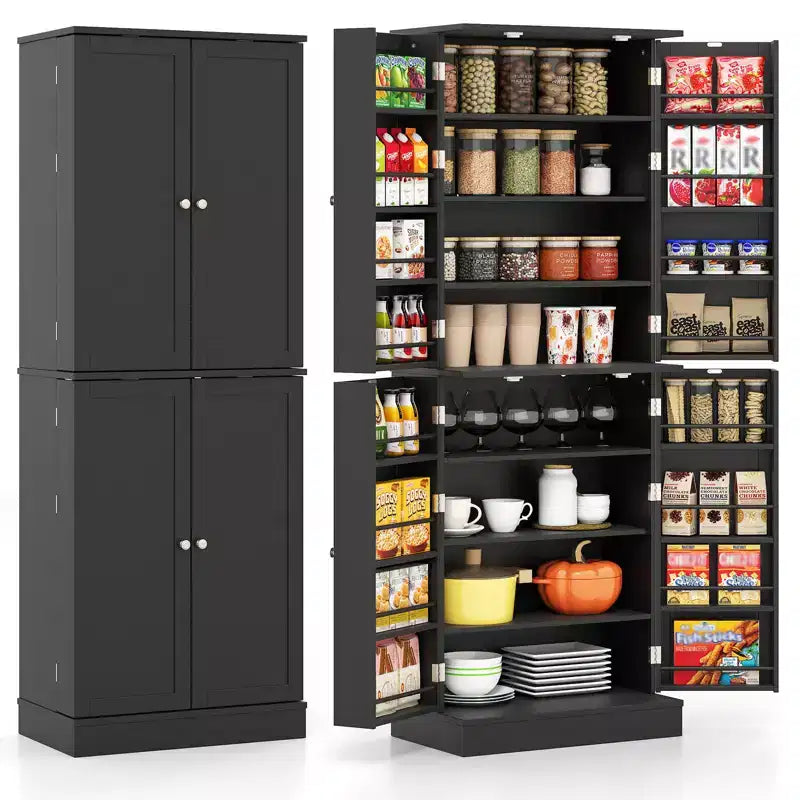 Costway 65-inch Kitchen Pantry Cabinet w/ 16 Door Shelves & 6 Adjustable Shelves
