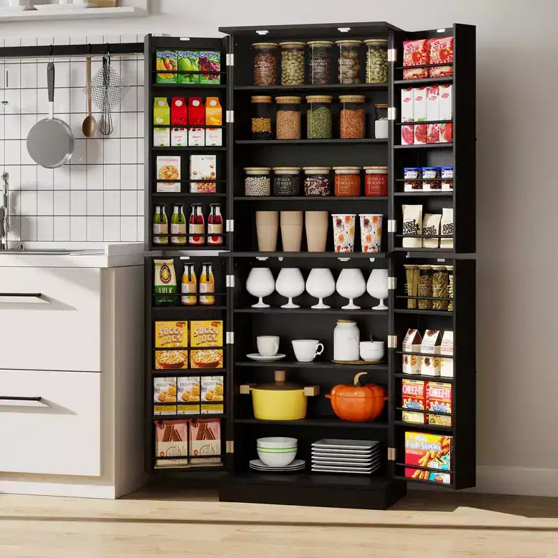 Costway 65-inch Kitchen Pantry Cabinet w/ 16 Door Shelves & 6 Adjustable Shelves