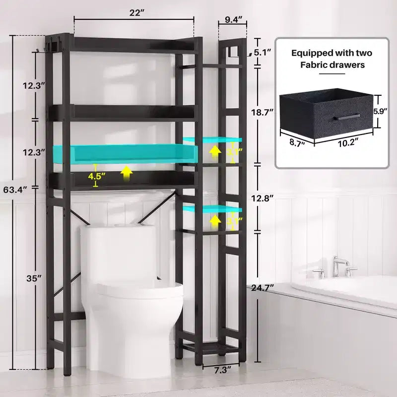 Besiost Scaffali salvaspazio da bagno sopra il WC con cassetti in tessuto, organizer autoportante