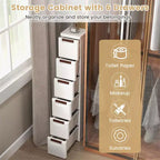 Mobile Contenitore Stretto a 6 Cassetti con Maniglie e Ruote, Costway