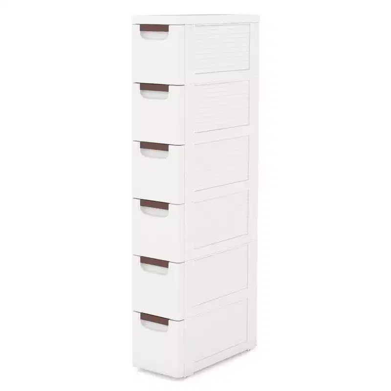 Mobile Contenitore Stretto a 6 Cassetti con Maniglie e Ruote, Costway