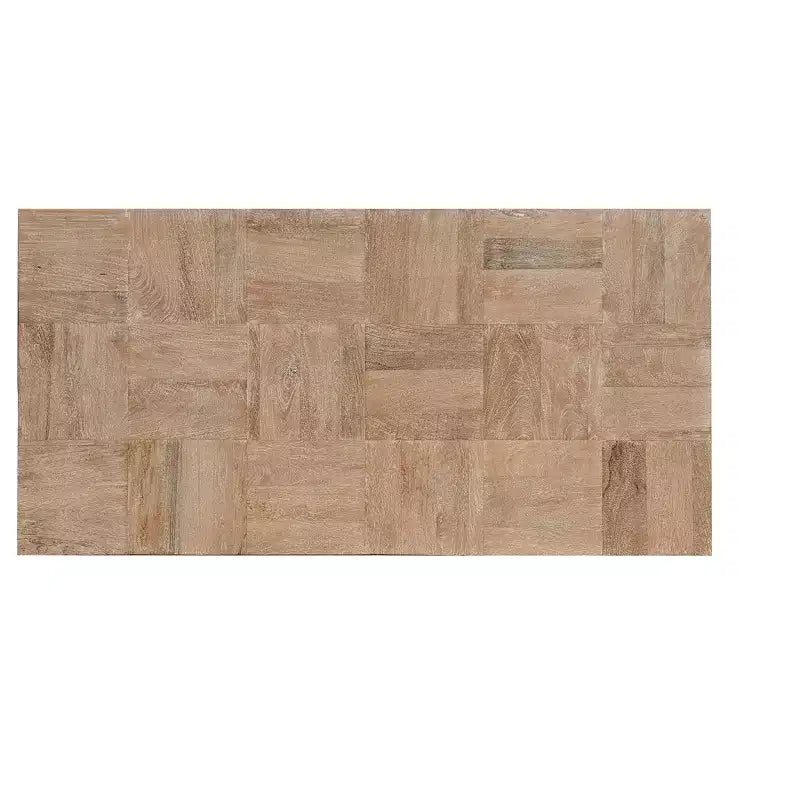 Tavolino da caffè in blocchi di legno massello, naturale e nero, 59 cm