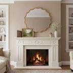 Whisen 36 Specchio Decorativo Onde Rotonde, Cornice in Legno Massello, Ingresso