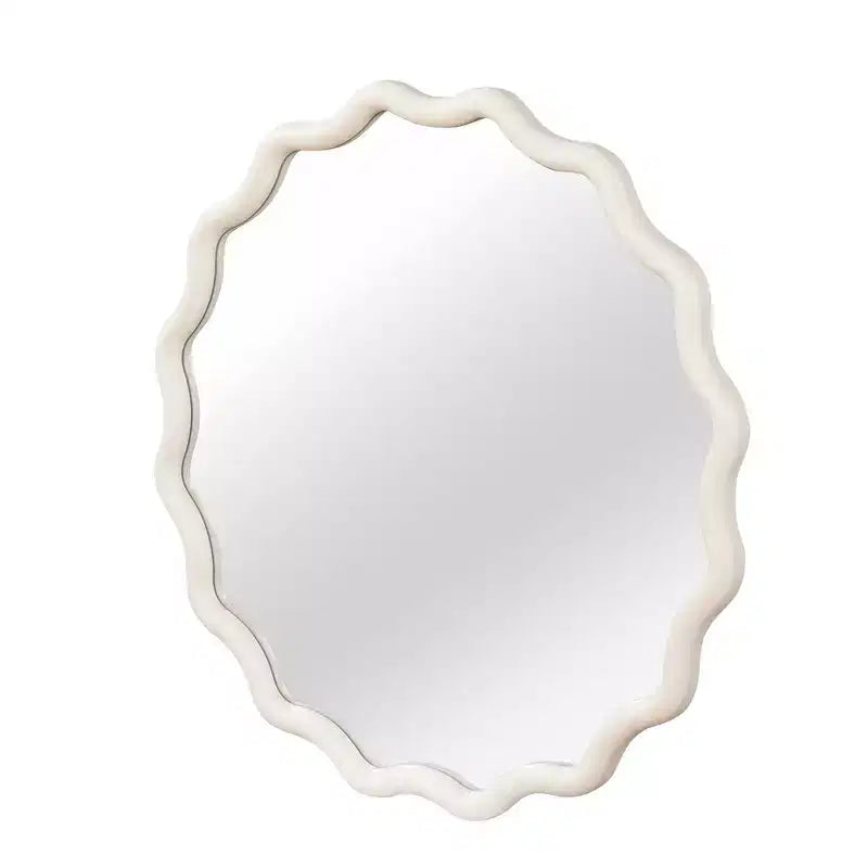 Whisen 36 Specchio Decorativo Onde Rotonde, Cornice in Legno Massello, Ingresso