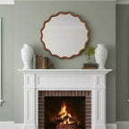 Whisen 36 Specchio Decorativo Onde Rotonde, Cornice in Legno Massello, Ingresso