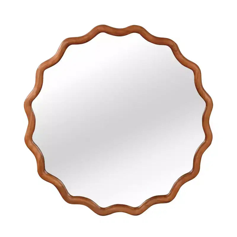 Whisen 36 Specchio Decorativo Onde Rotonde, Cornice in Legno Massello, Ingresso