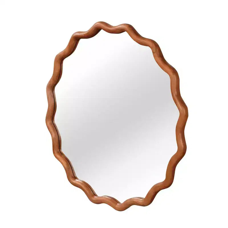 Whisen 36 Specchio Decorativo Onde Rotonde, Cornice in Legno Massello, Ingresso