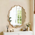 Whisen 36 Specchio Decorativo Onde Rotonde, Cornice in Legno Massello, Ingresso