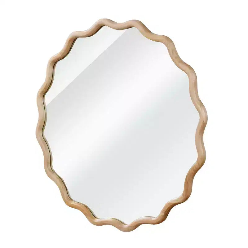 Whisen 36 Specchio Decorativo Onde Rotonde, Cornice in Legno Massello, Ingresso