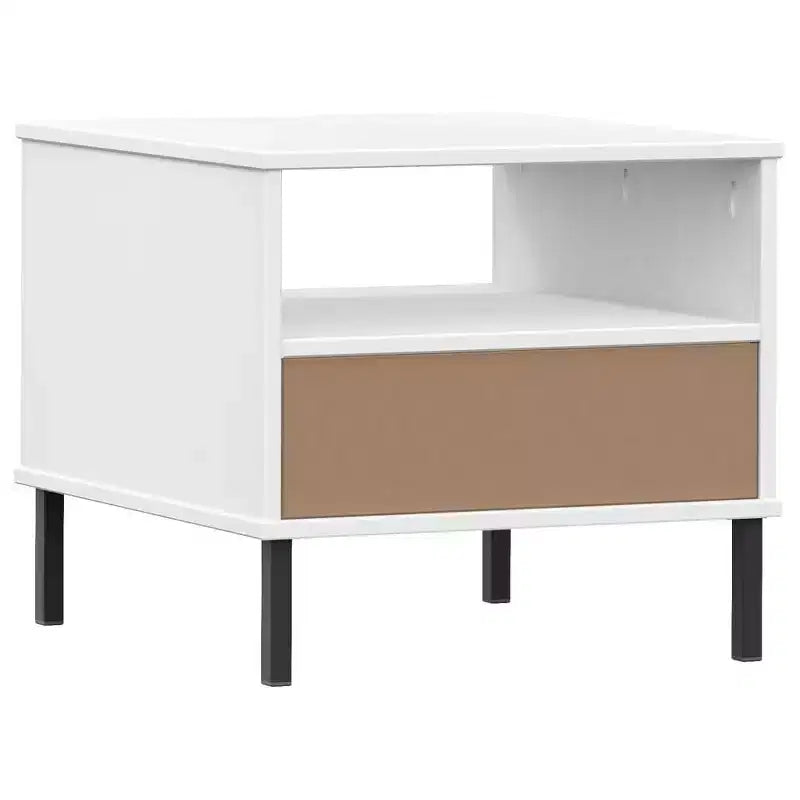 vidaXL Comodino da Camera da Letto con Gambe in Metallo, in Legno Massello di Pino OSLO