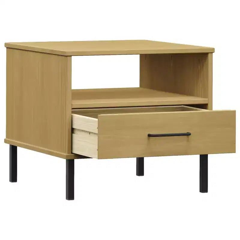 vidaXL Comodino da Camera da Letto con Gambe in Metallo, in Legno Massello di Pino OSLO