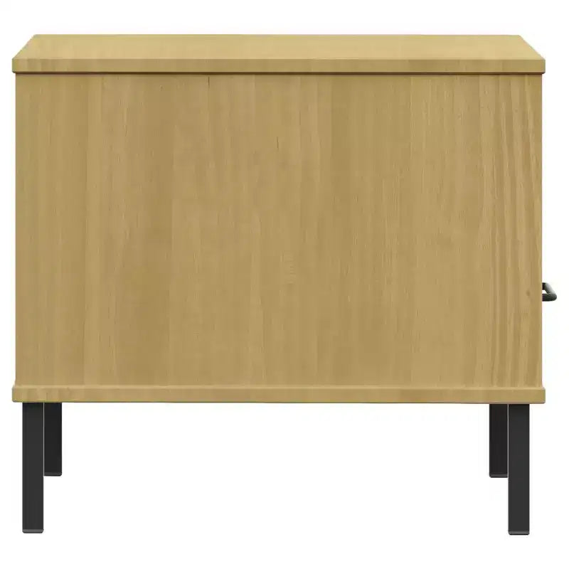 vidaXL Comodino da Camera da Letto con Gambe in Metallo, in Legno Massello di Pino OSLO