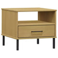 vidaXL Bedside Table Bedroom Nightstand with Metal Legs Solid Wood Pine OSLO