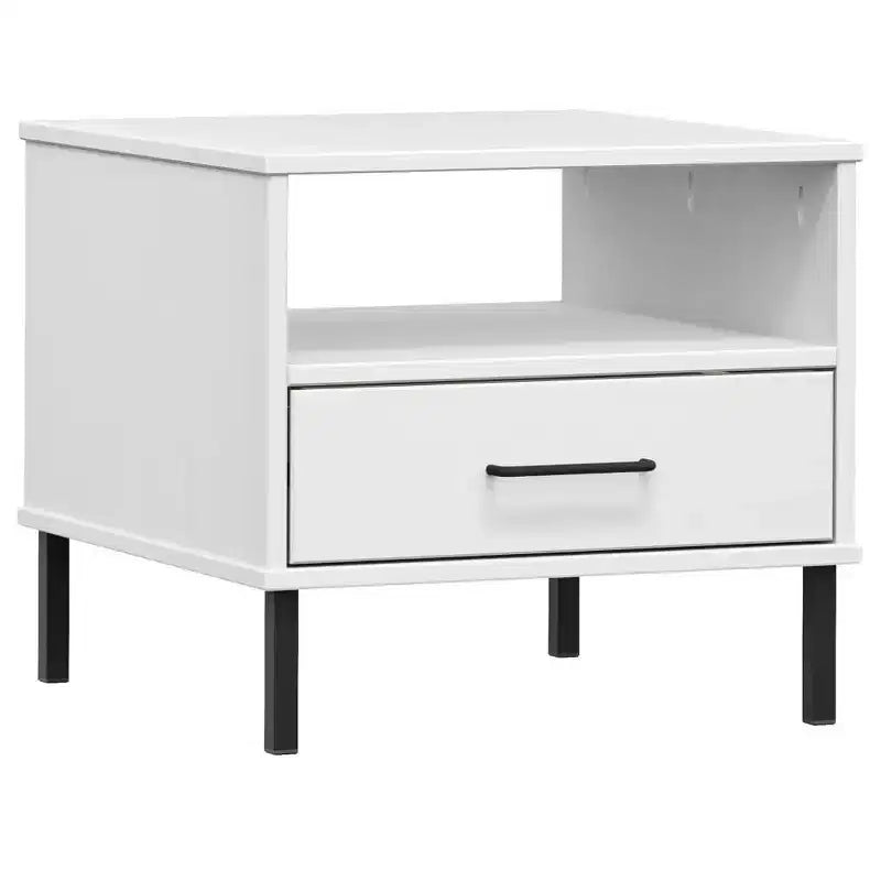vidaXL Comodino da Camera da Letto con Gambe in Metallo, in Legno Massello di Pino OSLO