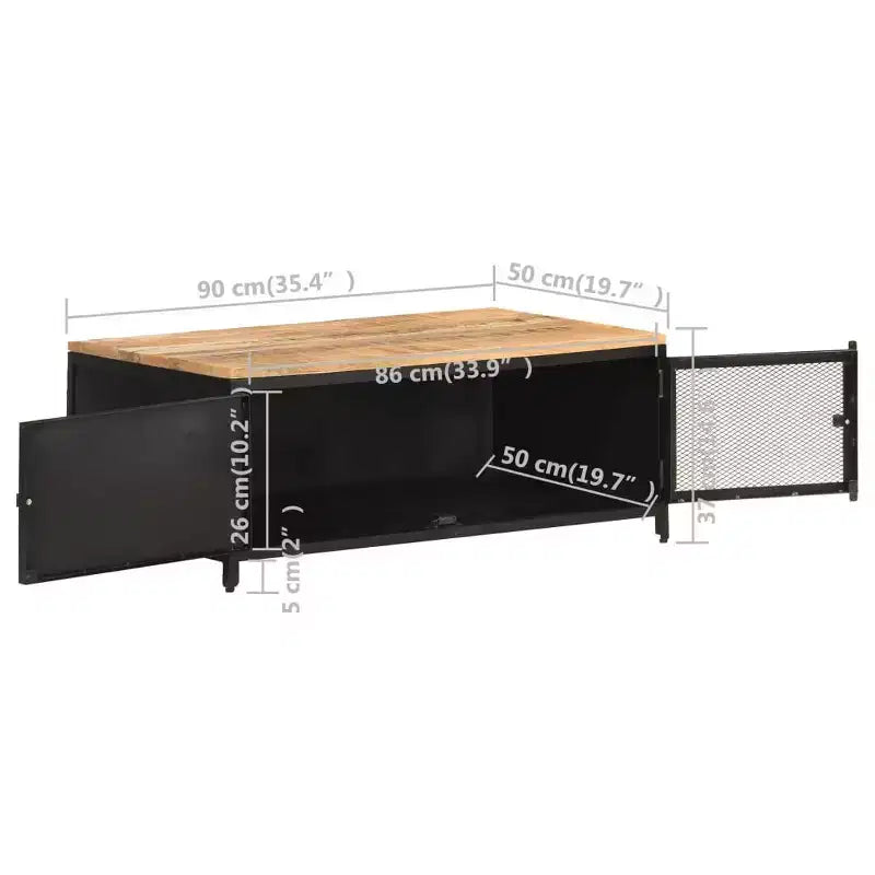vidaXL Tavolino da caffè 89,9x50x37,1 cm in Legno Massello di Mango Grezzo