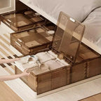COZONY Foldable Underbed Storage, 2-Pack Clear Stackable Bins with Wheels for Clothes & Linens