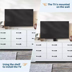 Mobile TV a 9 cassetti con zona TV integrata, grande console contenitore per TV a schermo piatto fino a 85 pollici, centro multimediale multifunzionale per soggiorno