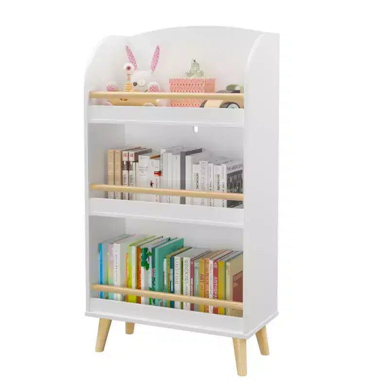 Libreria a 3 ripiani e mobile portaoggetti per giocattoli per camera da letto e soggiorno, bianco