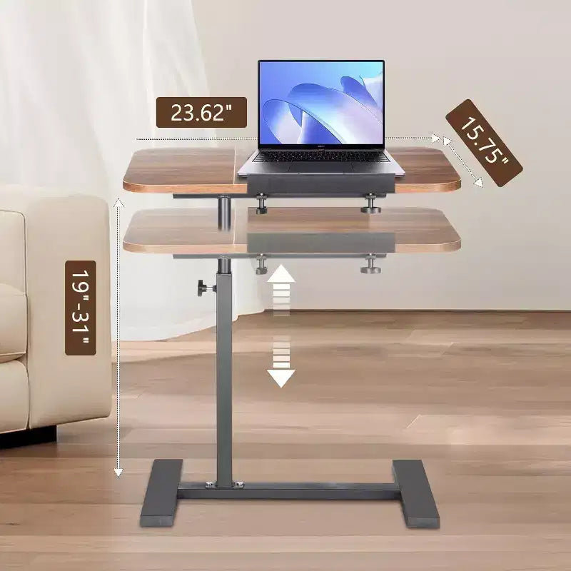 Scrivania mobile per laptop regolabile in altezza con piano inclinabile e ruote bloccabili, per casa, ufficio o ospedale