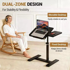 Scrivania mobile per laptop regolabile in altezza con piano inclinabile e ruote bloccabili, per casa, ufficio o ospedale