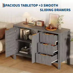 Credenza da 46,5 pollici con scanalature, 3 cassetti e 2 ante, mobile TV in legno
