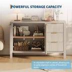 Credenza da 46,5 pollici con scanalature, 3 cassetti e 2 ante, mobile TV in legno