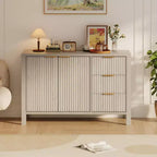 Credenza da 46,5 pollici con scanalature, 3 cassetti e 2 ante, mobile TV in legno