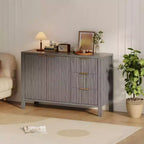 Credenza da 46,5 pollici con scanalature, 3 cassetti e 2 ante, mobile TV in legno